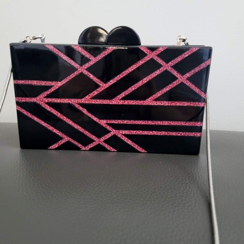 ZARA  Minaudiere Fuchsia BOX CLUTCH BAG HANDBAG SHOULDER BAG